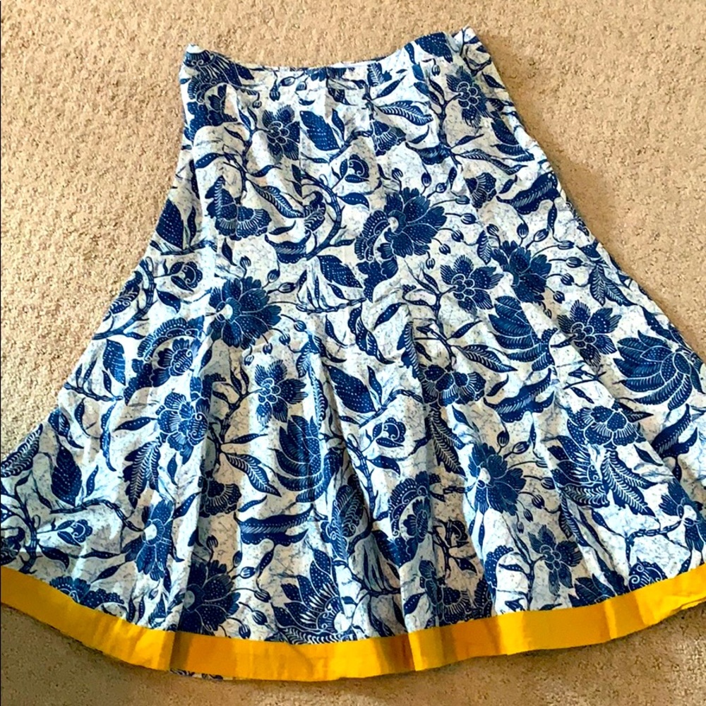 Blue and White Patterned Skirt